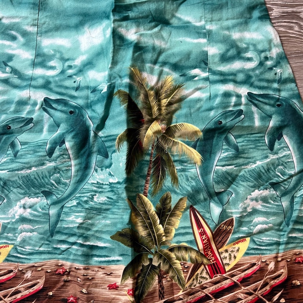 Jade Fashions Dress Womens Medium Teal Dolphin Tropical Hawaiian Cotton Sundress - Picture 3 of 10